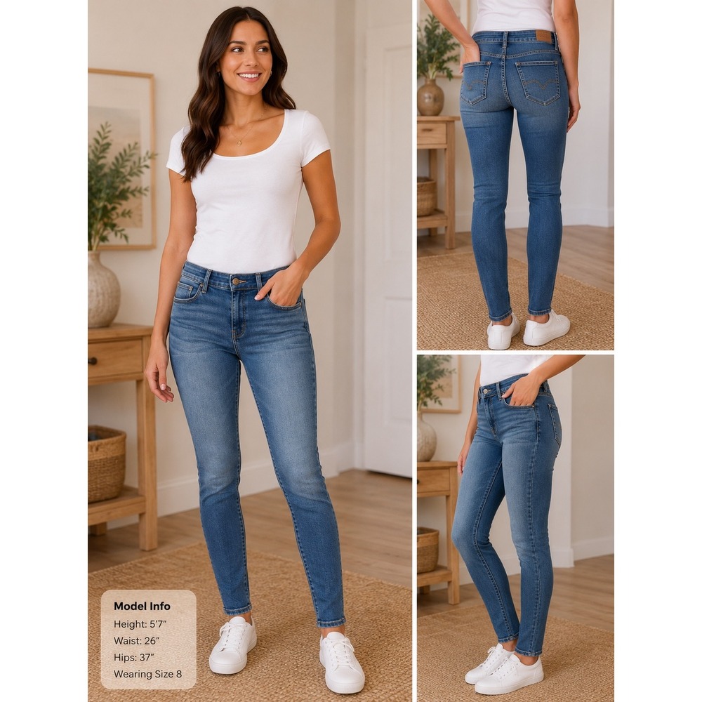 American Eagle Next Level Stretch Jeggings Blue High Rise Skinny Jeans Womens‎ 8